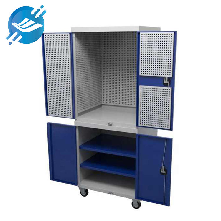 Tool Storage Cabinet with Pegboard Doors & Adjustable Shelves-3